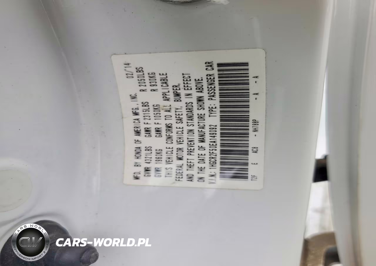 2014 Honda Accord Sport VIN:1HGCR2F50EA149092 - 12