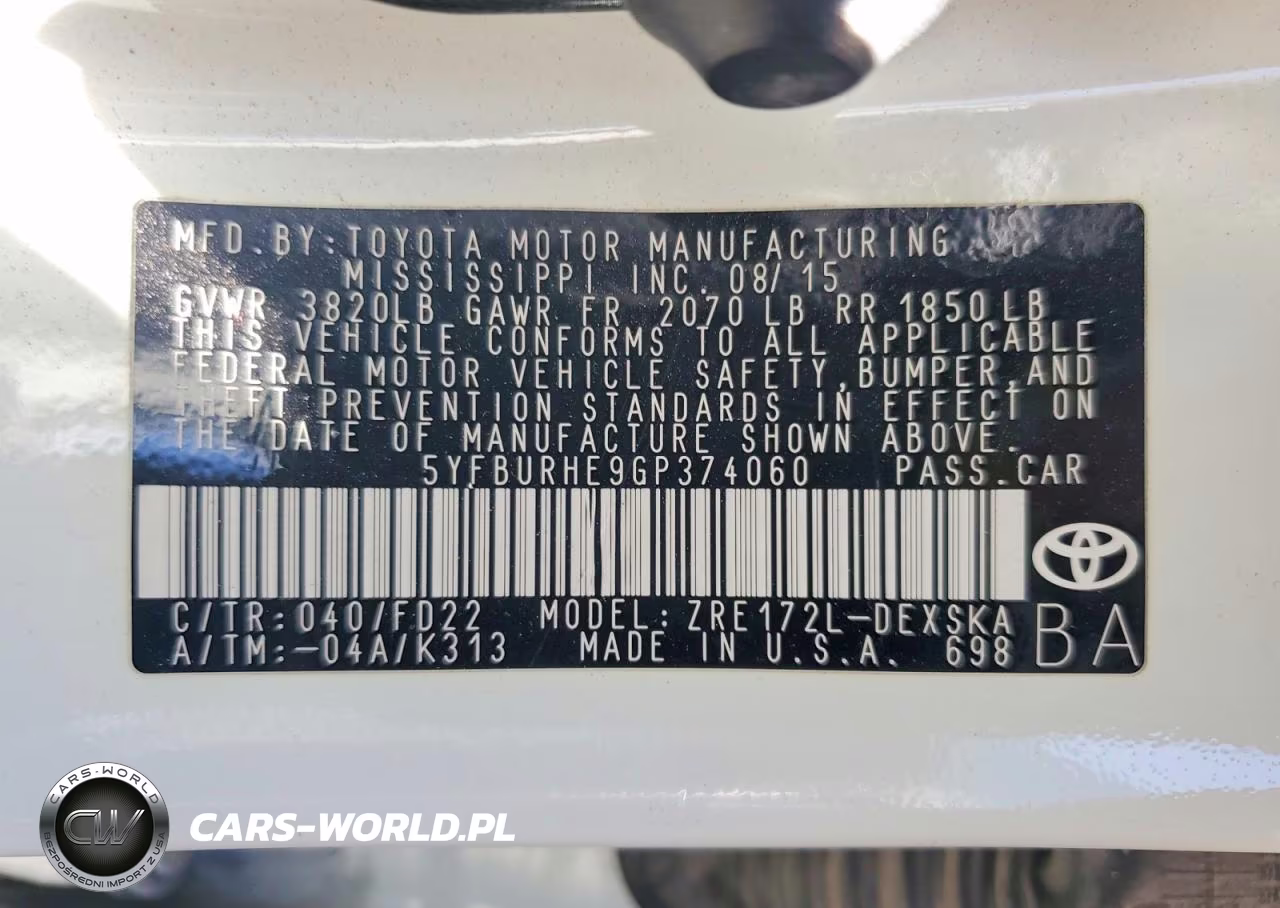 2016 Toyota Corolla S Plus VIN:5YFBURHE9GP374060 - 12