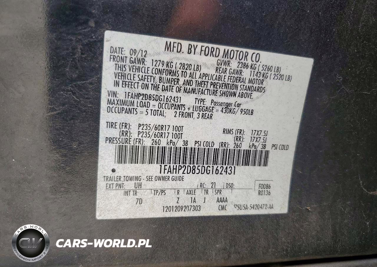 2013 Ford Taurus Se VIN:1FAHP2D85DG162431 - 12