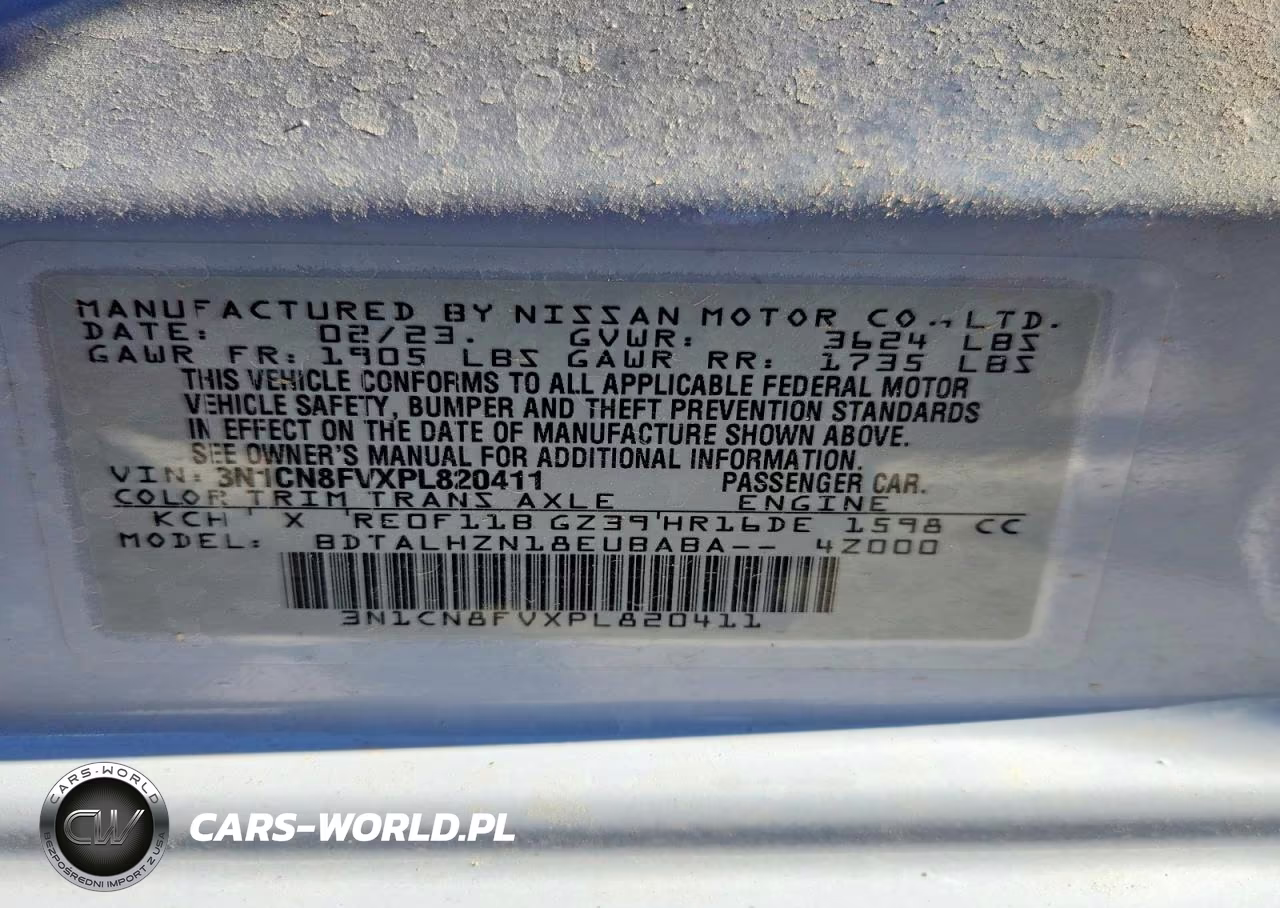 2023 Nissan Versa Sr VIN:3N1CN8FVXPL820411 - 12