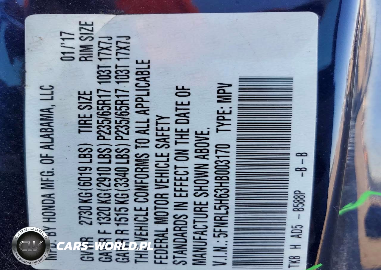 2017 Honda Odyssey Exl VIN:5FNRL5H63HB003170 - 13