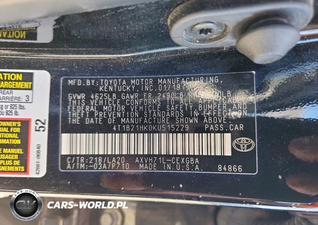 2019 Toyota Camry Hybrid Xle VIN:4T1B21HK0KU515229 - 12