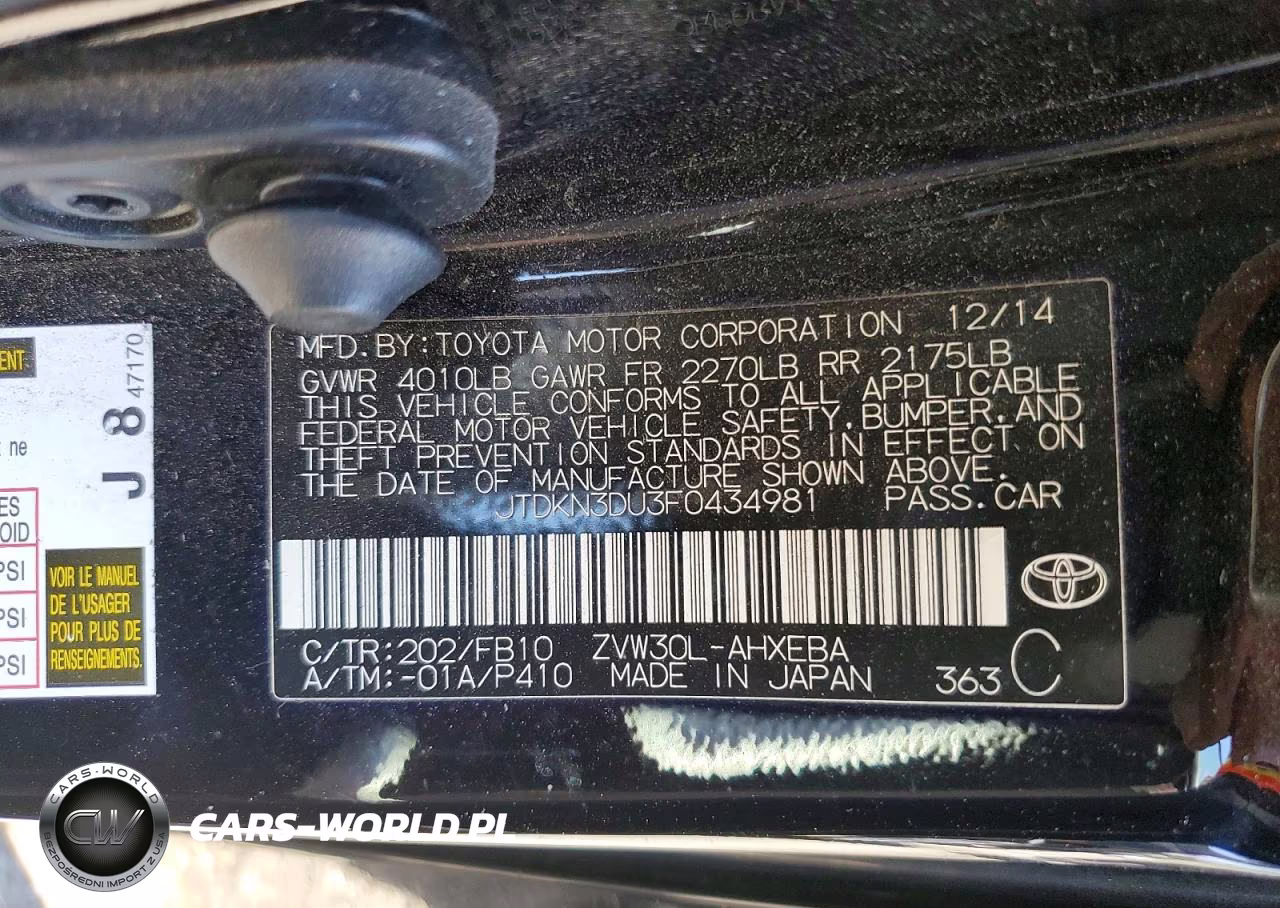 2015 Toyota Prius Two VIN:JTDKN3DU3F0434981 - 12
