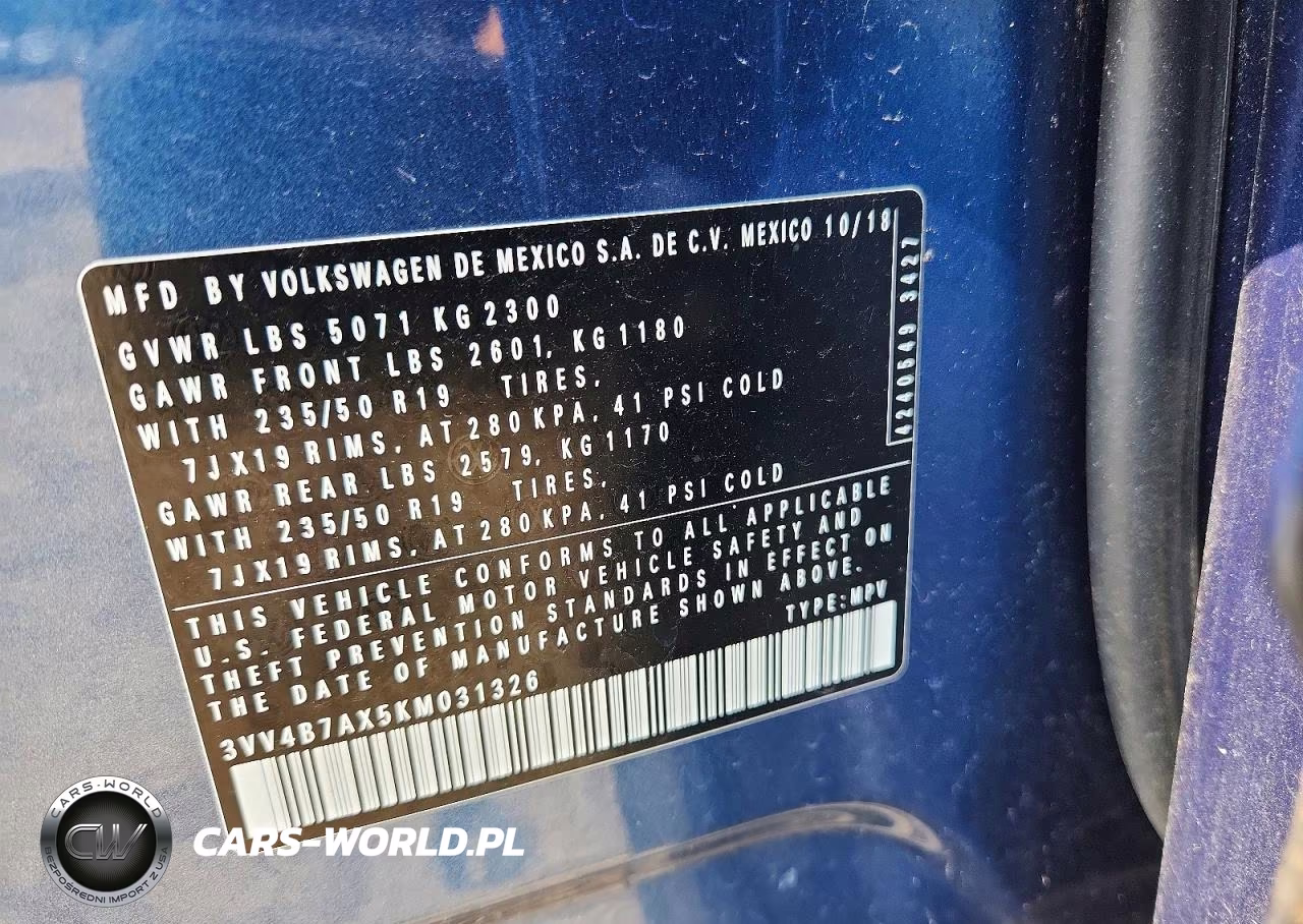 2019 Volkswagen Tiguan Sel Premium VIN:3VV4B7AX5KM031326 - 14