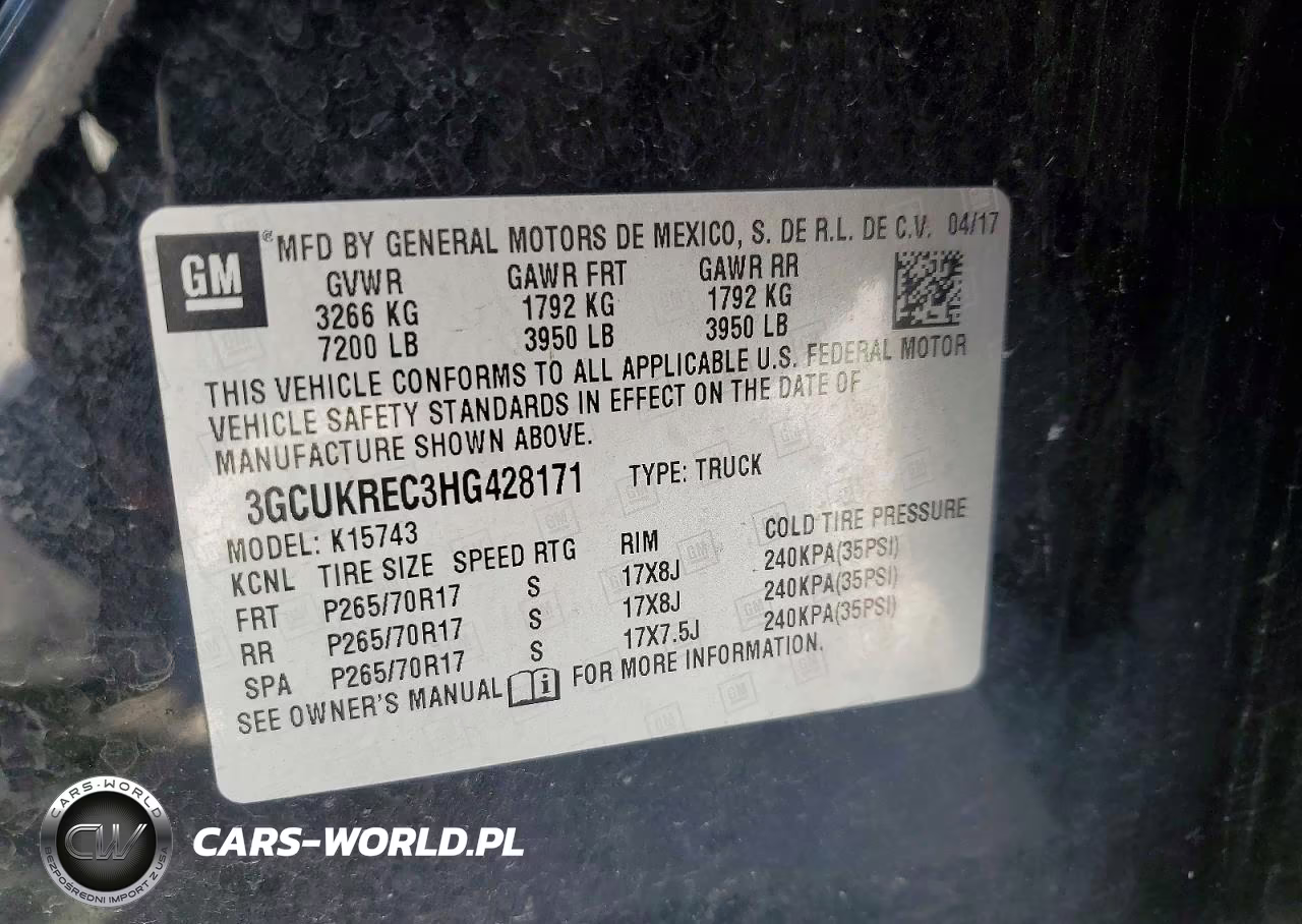 2017 Chevrolet Silverado K1500 Lt VIN:3GCUKREC3HG428171 - 12
