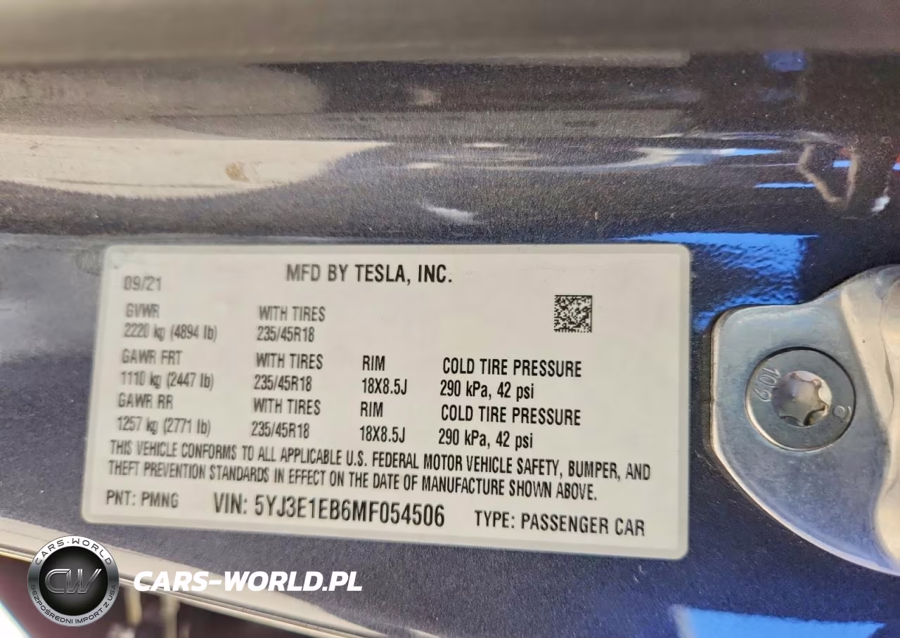 2021 Tesla Model 3 VIN:5YJ3E1EB6MF054506 - 13