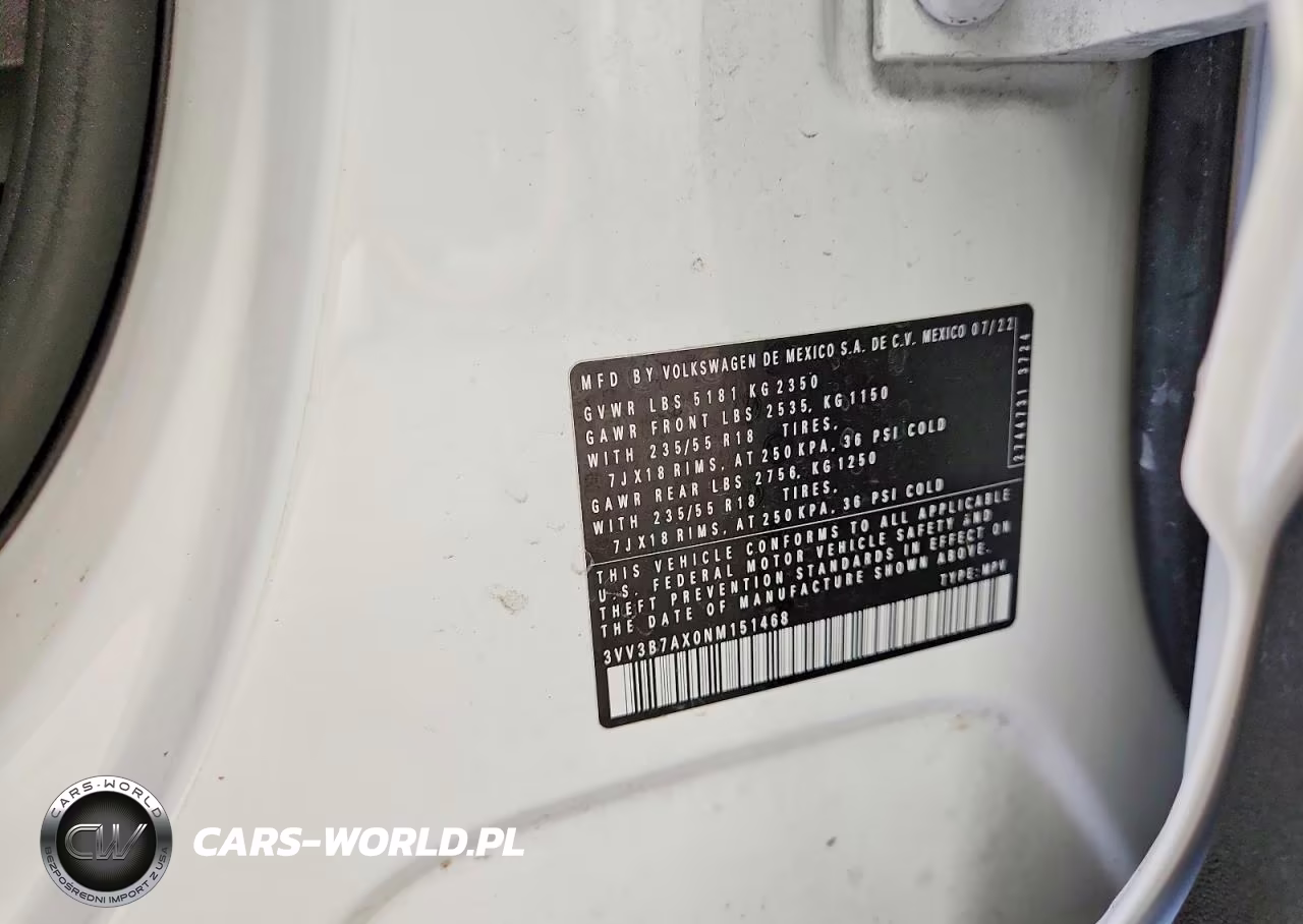 2022 Volkswagen Tiguan Se VIN:3VV3B7AX0NM151468 - 13