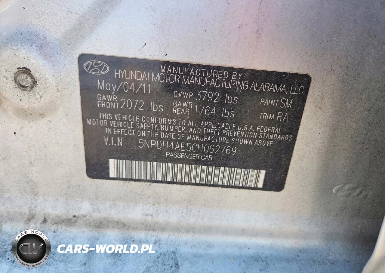 2012 Hyundai Elantra Gls VIN:5NPDH4AE5CH062769 - 12