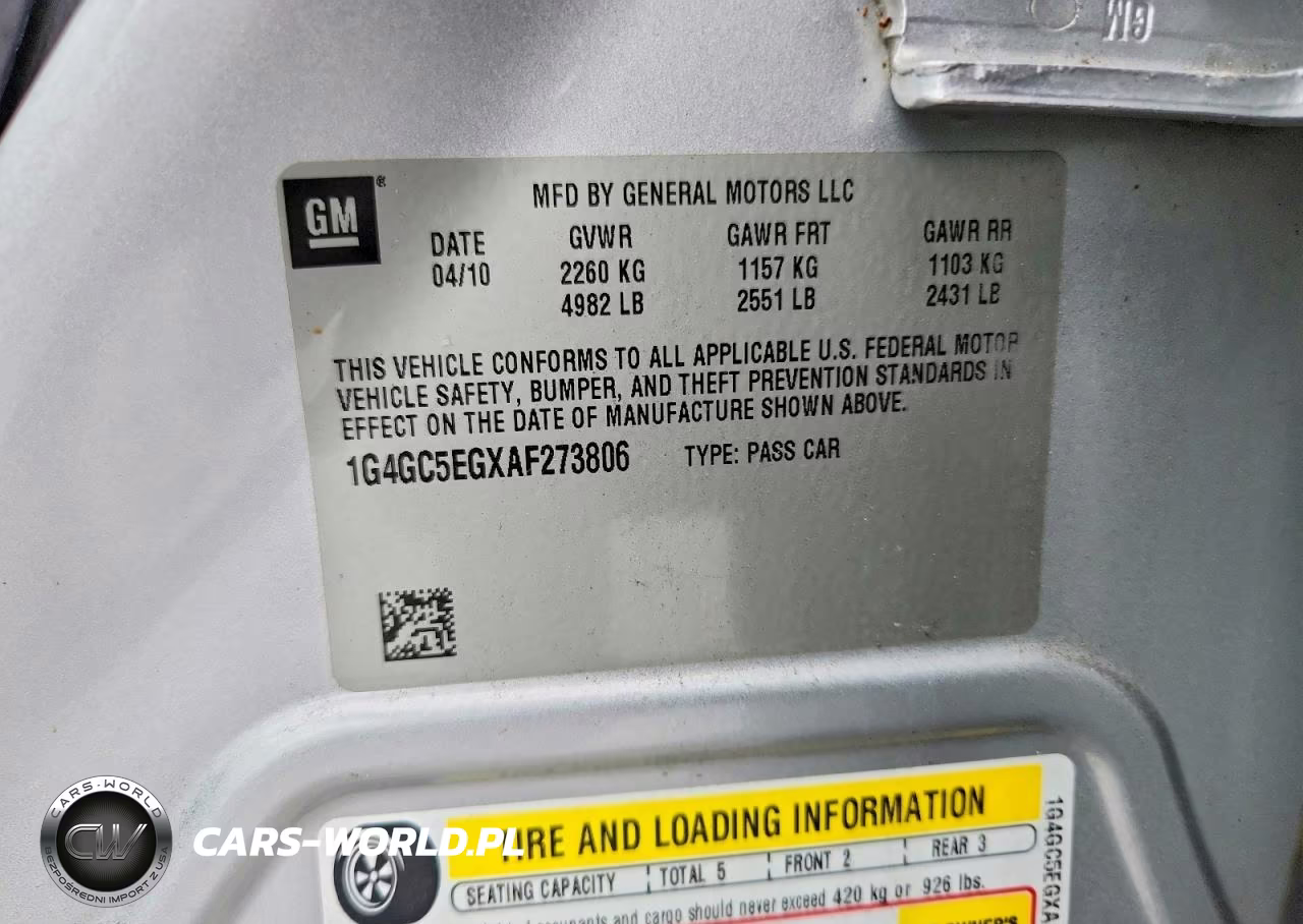 2010 Buick Lacrosse Cxl VIN:1G4GC5EGXAF273806 - 12