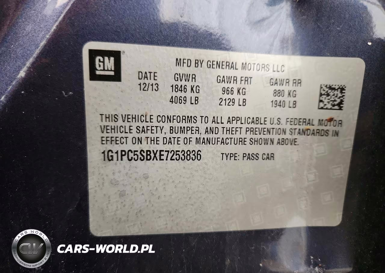 2014 Chevrolet Cruze Lt VIN:1G1PC5SBXE7253836 - 12