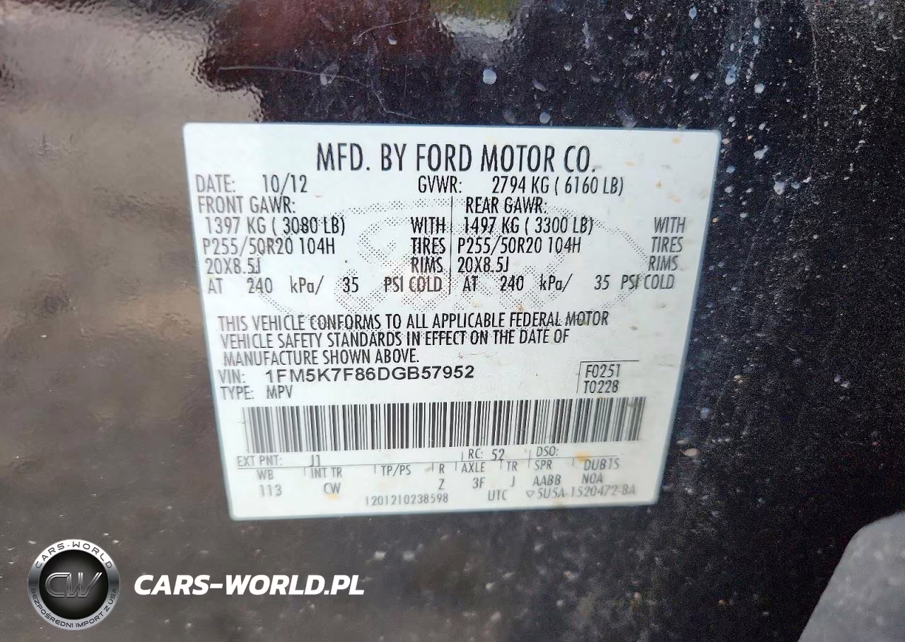 2013 Ford Explorer Limited VIN:1FM5K7F86DGB57952 - 13