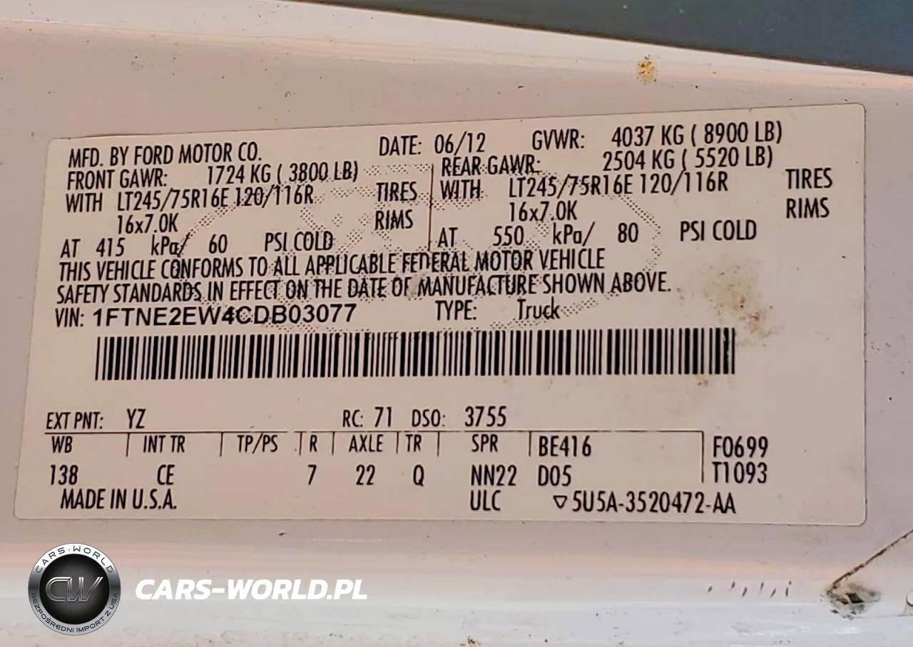 2012 Ford Econoline E250 Van VIN:1FTNE2EW4CDB03077 - 13