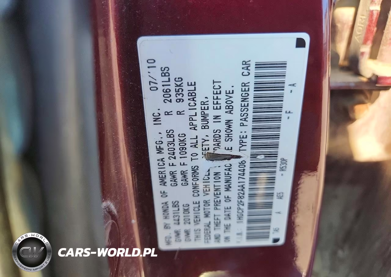 2010 Honda Accord Exl VIN:1HGCP2F82AA174408 - 13