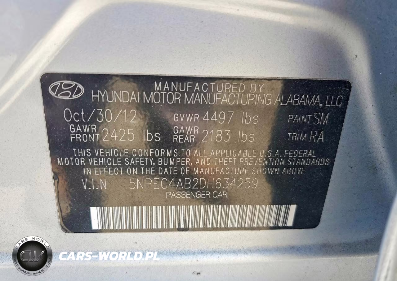 2013 Hyundai Sonata Limited 2.0T VIN:5NPEC4AB2DH634259 - 12