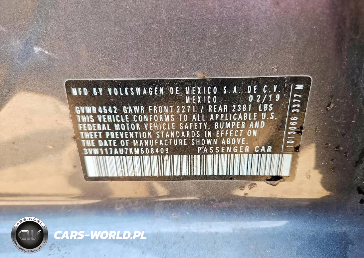 2019 Volkswagen Golf Sportwagen S VIN:3VW117AU7KM508409 - 12