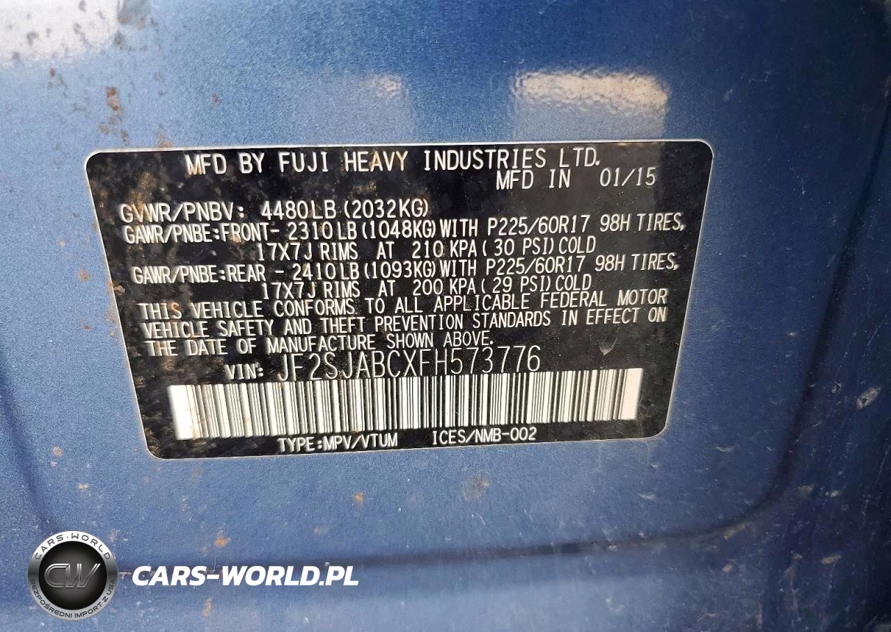 2015 Subaru Forester 2.5I VIN:JF2SJABCXFH573776 - 12