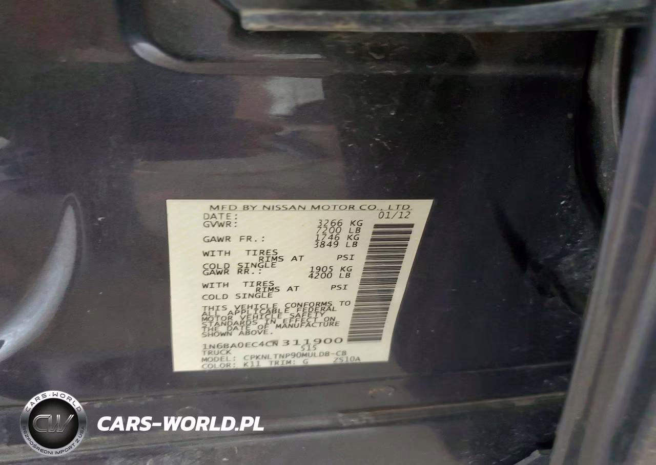2012 Nissan Titan Sv VIN:1N6BA0EC4CN311900 - 12