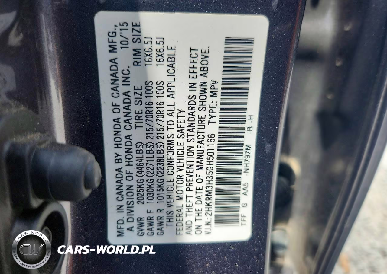 2016 Honda Cr-V Lx VIN:2HKRM3H35GH501166 - 13