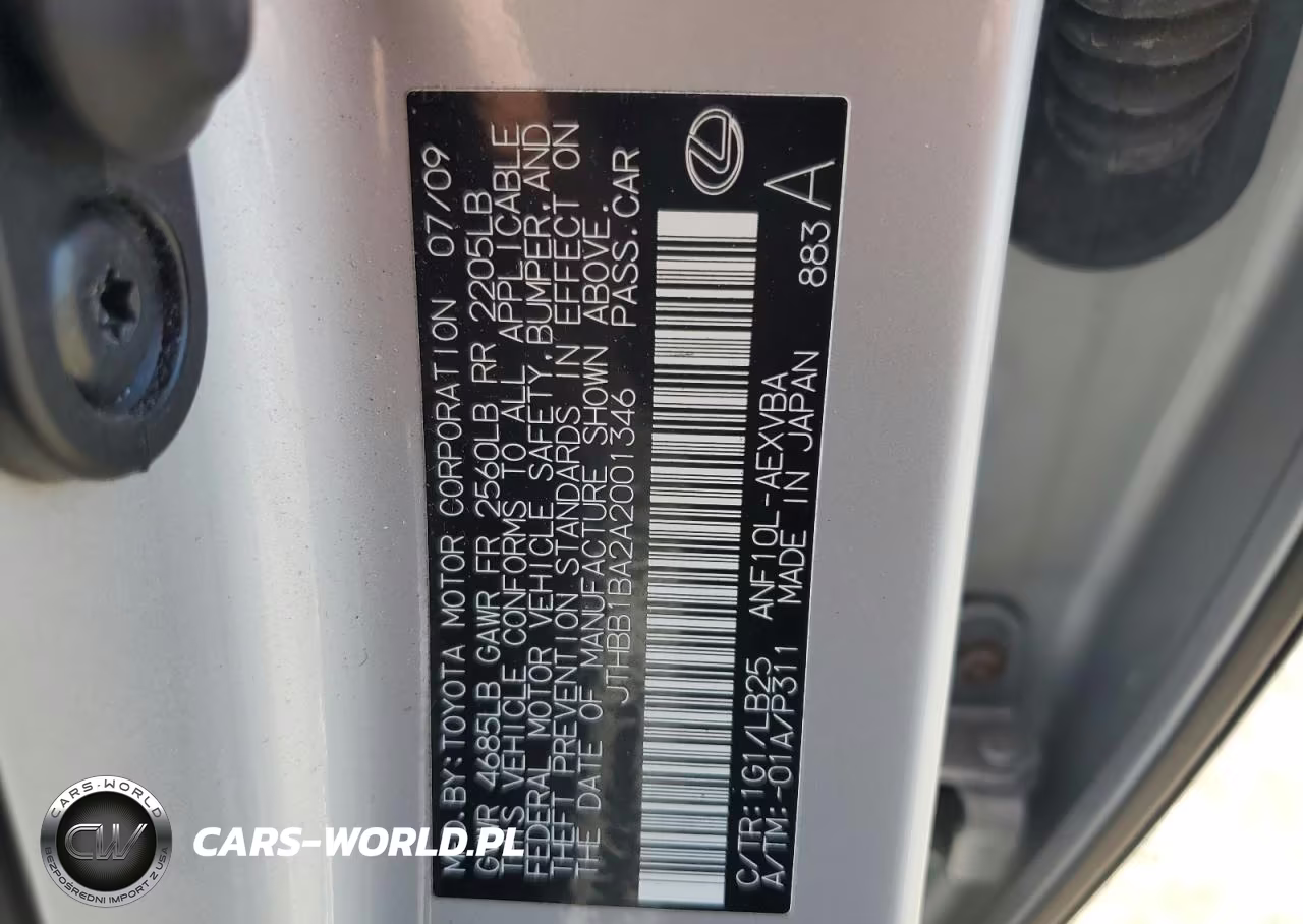 2010 Lexus Hs 250H VIN:JTHBB1BA2A2001346 - 12
