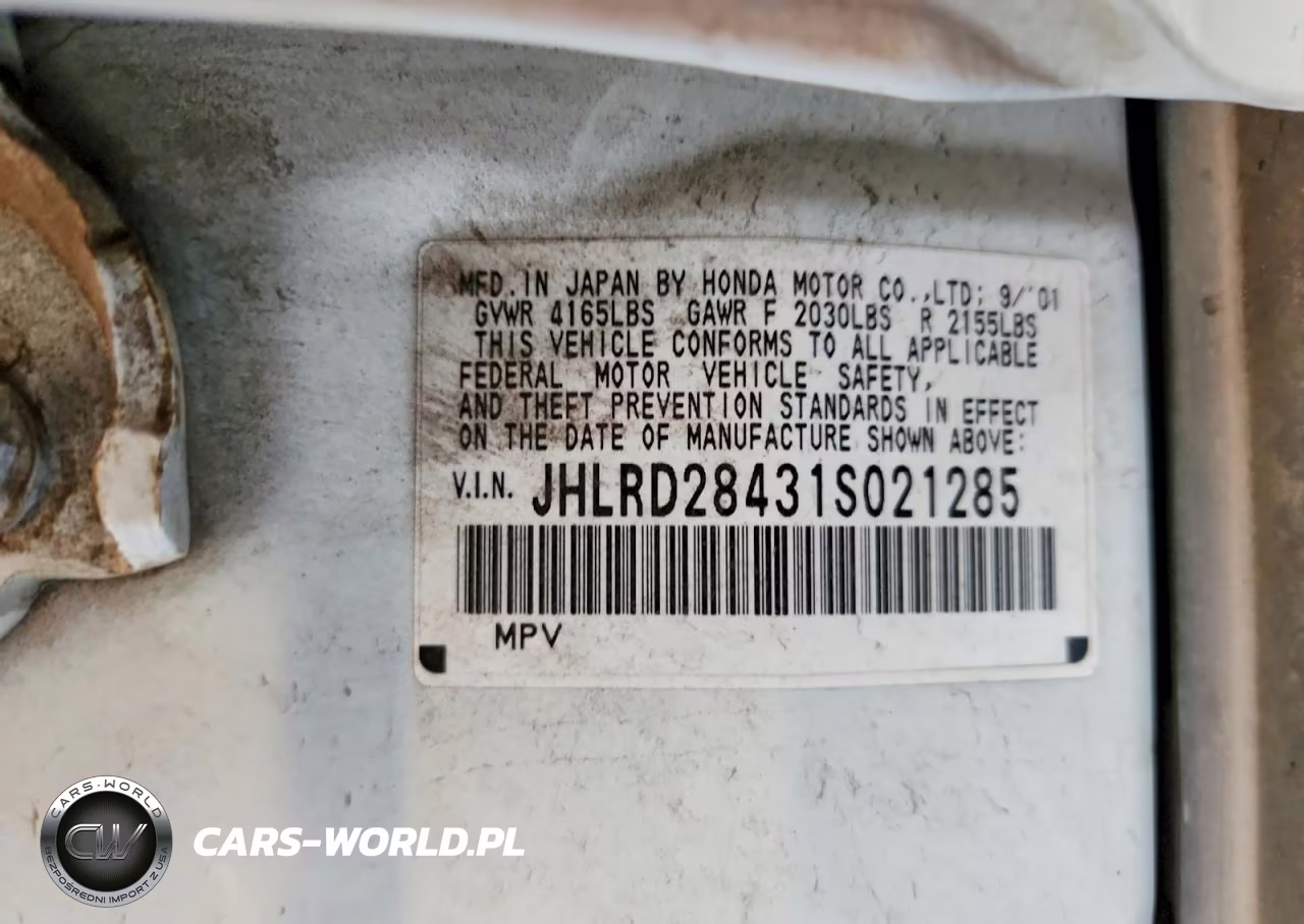 2001 Honda Cr-V Lx VIN:JHLRD28431S021285 - 13