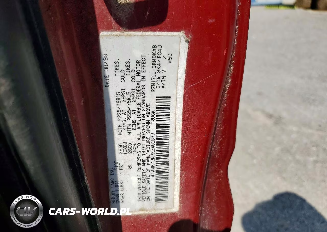 1999 Toyota Tacoma Base VIN:4TAWM72N3XZ401673 - 12