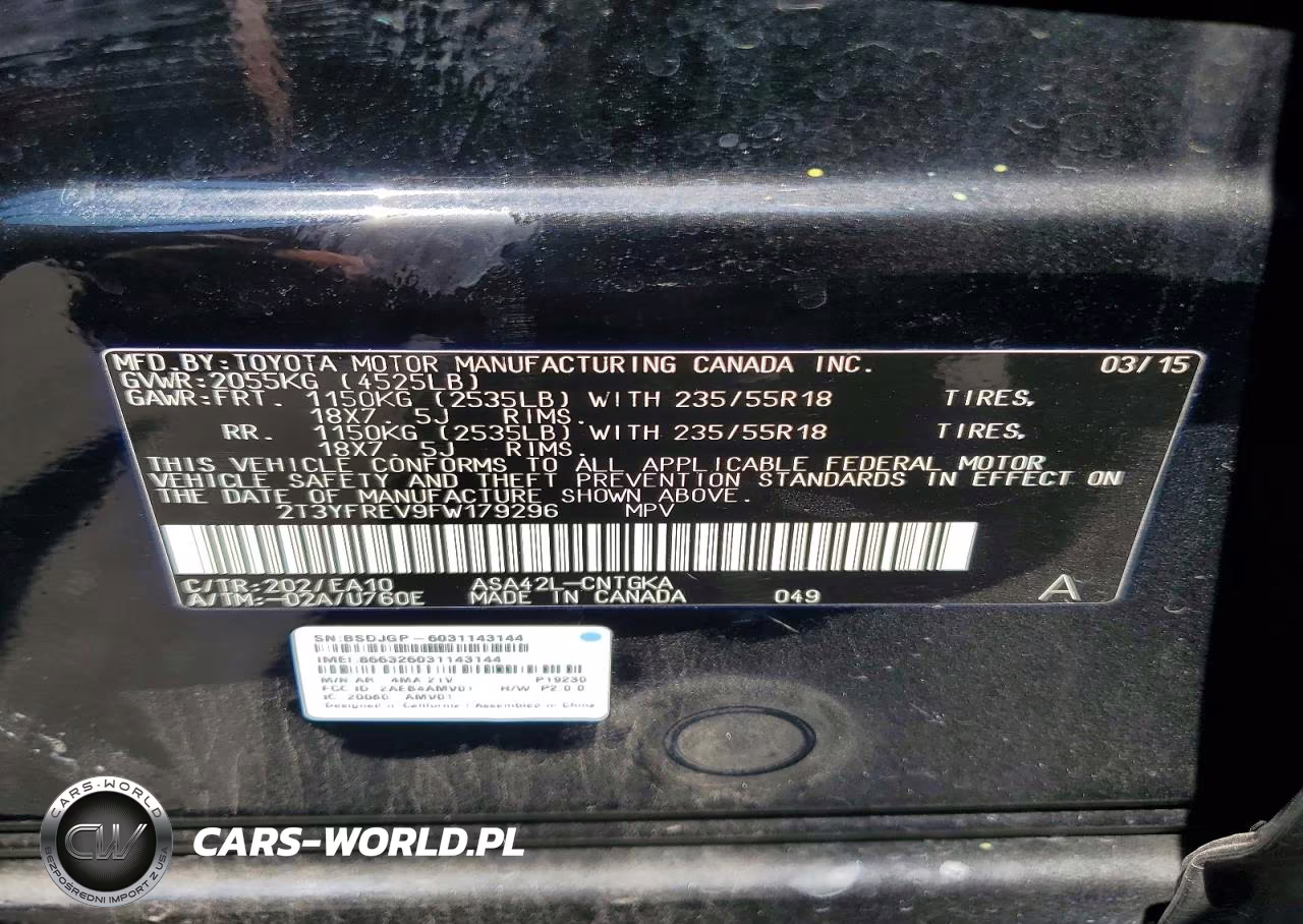 2015 Toyota Rav4 Limited VIN:2T3YFREV9FW179296 - 13