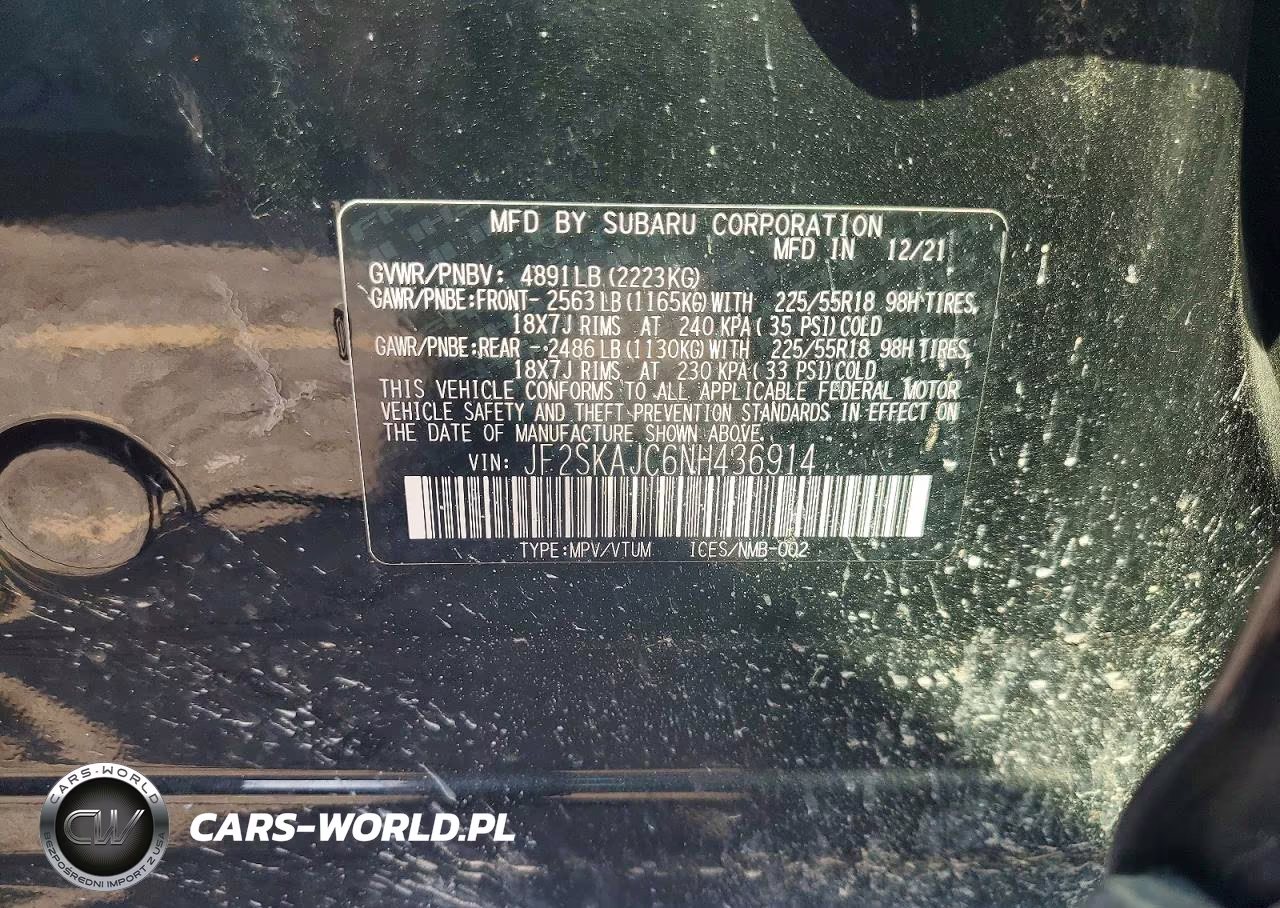 2022 Subaru Forester Sport VIN:JF2SKAJC6NH436914 - 13