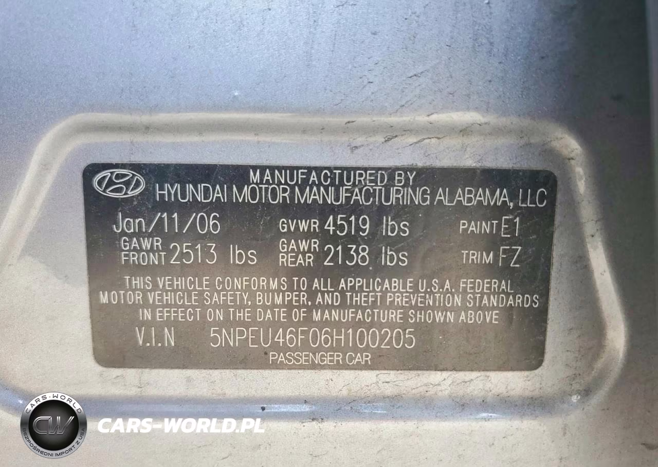 2006 Hyundai Sonata Gls V6 VIN:5NPEU46F06H100205 - 12