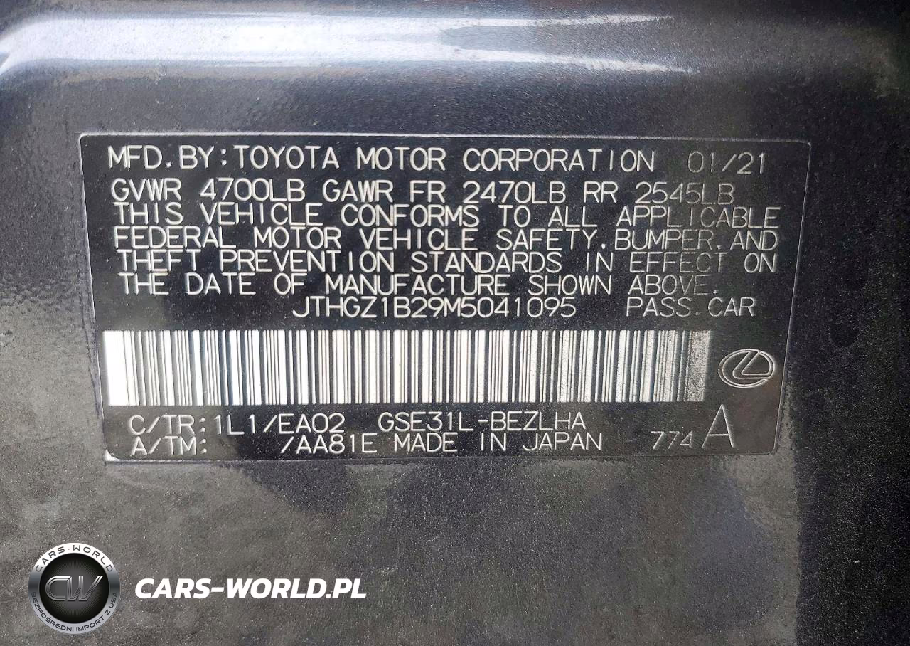 2021 Lexus Is 350 F Sport VIN:JTHGZ1B29M5041095 - 12
