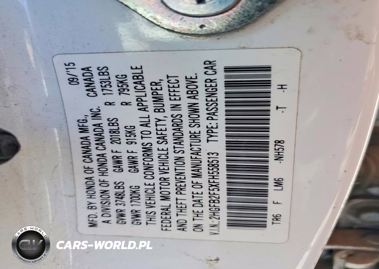 2015 Honda Civic Lx VIN:2HGFB2F5XFH558513 - 13