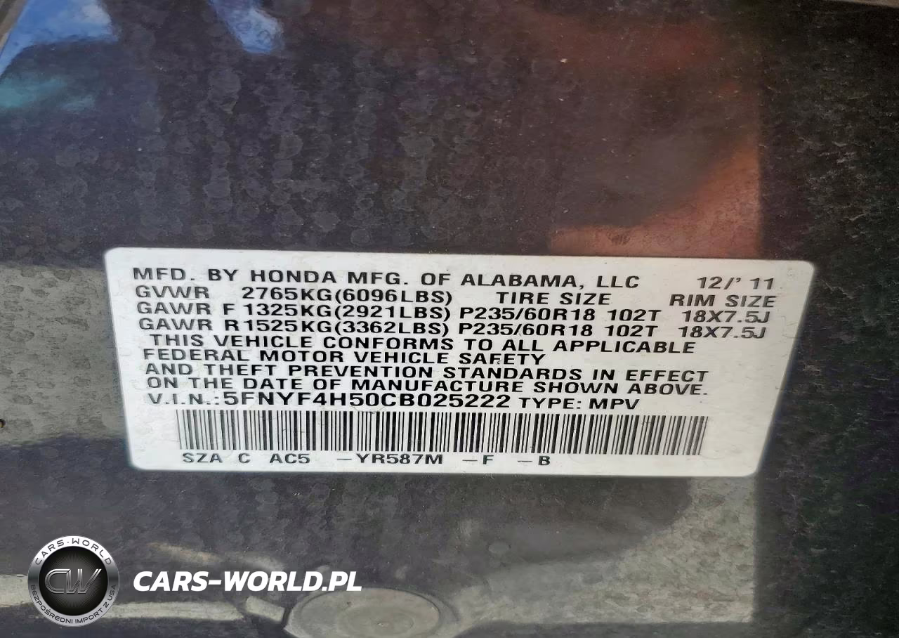 2012 Honda Pilot Exl VIN:5FNYF4H50CB025222 - 13