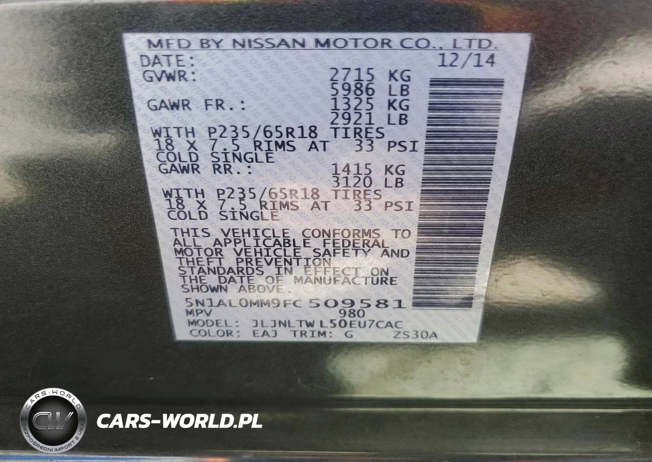 2015 Infiniti Qx60 Base VIN:5N1AL0MM9FC509581 - 13
