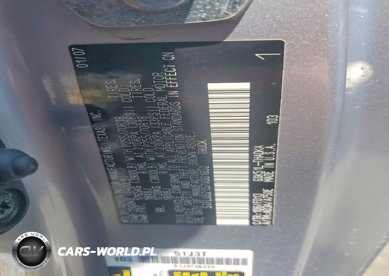 2007 Toyota Tundra Base VIN:5TFLU52157X001652 - 12