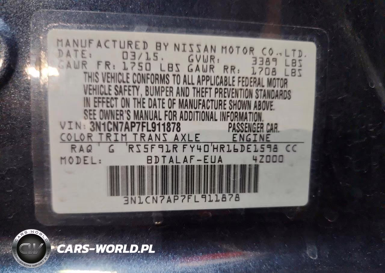 2015 Nissan Versa 1.6 S VIN:3N1CN7AP7FL911878 - 14