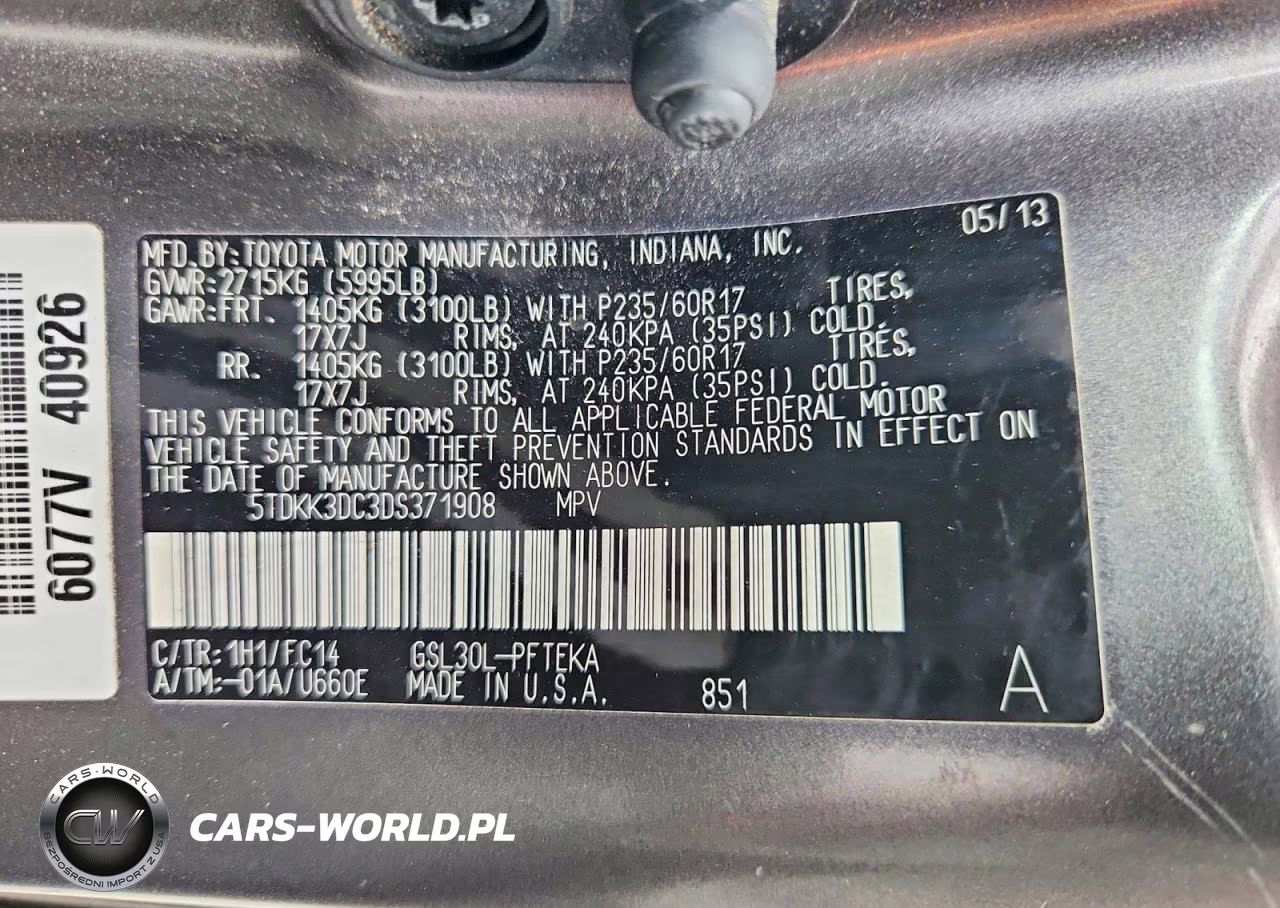 2013 Toyota Sienna Le VIN:5TDKK3DC3DS371908 - 13