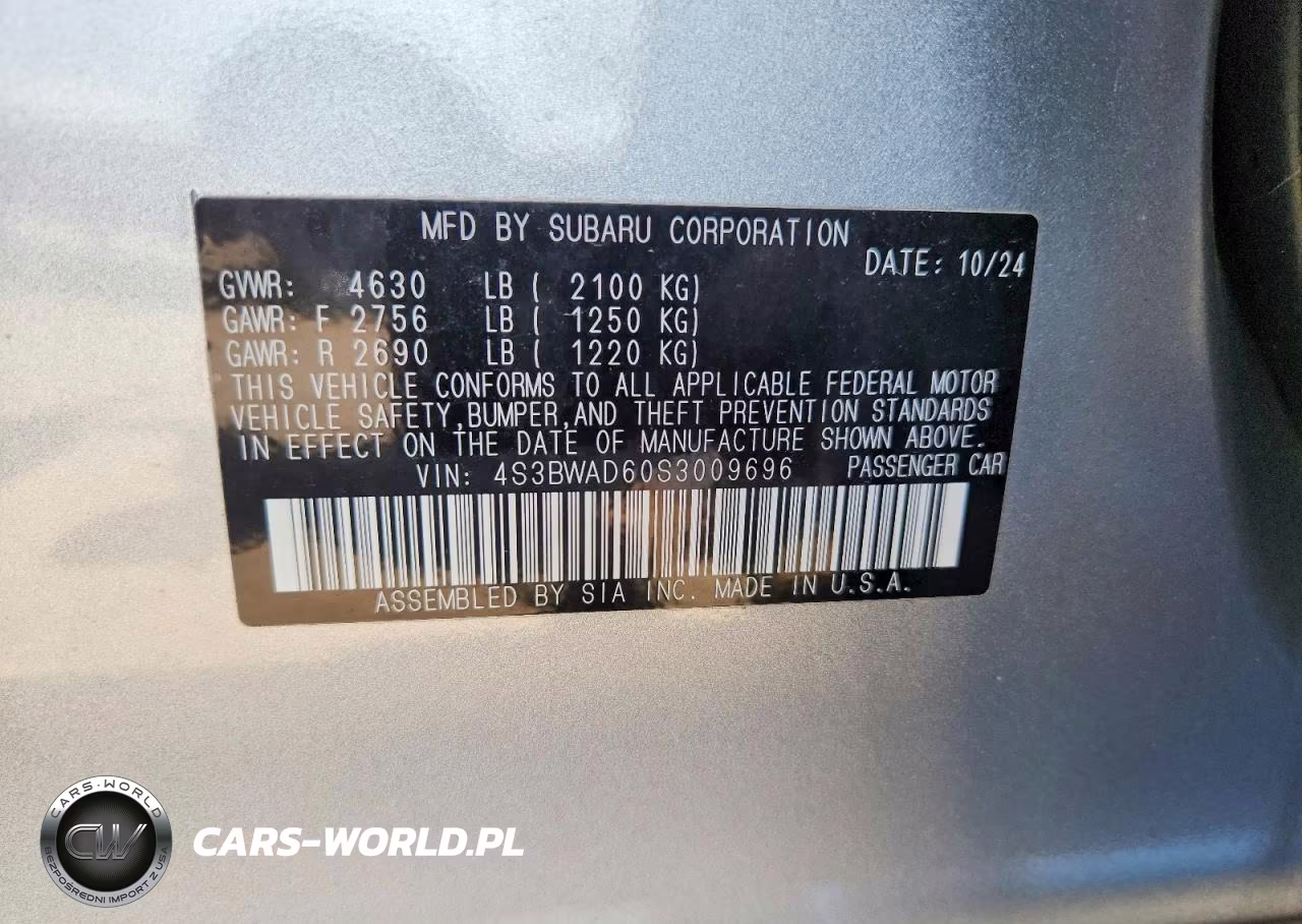 2025 Subaru Legacy Premium VIN:4S3BWAD60S3009696 - 12