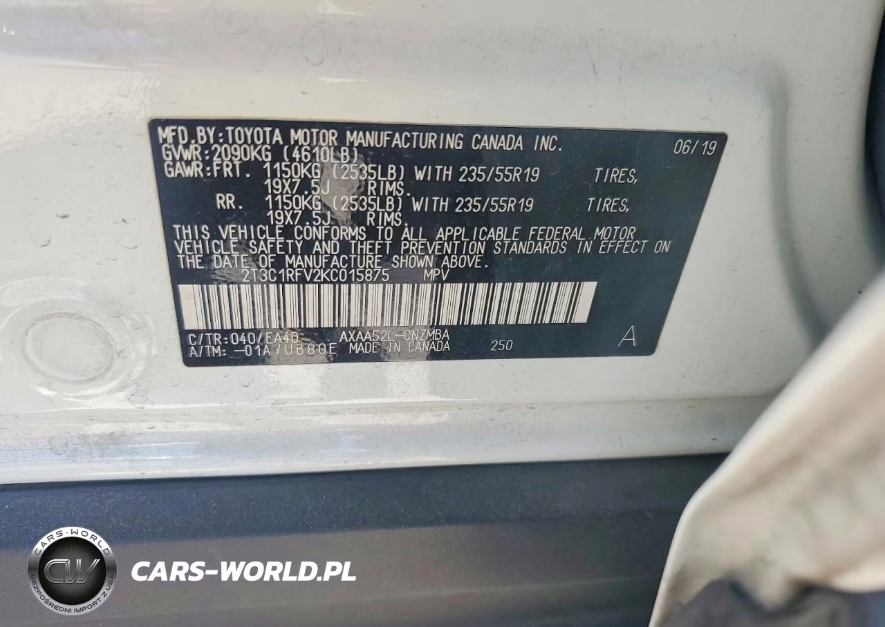 2019 Toyota Rav4 Xle Premium VIN:2T3C1RFV2KC015875 - 13