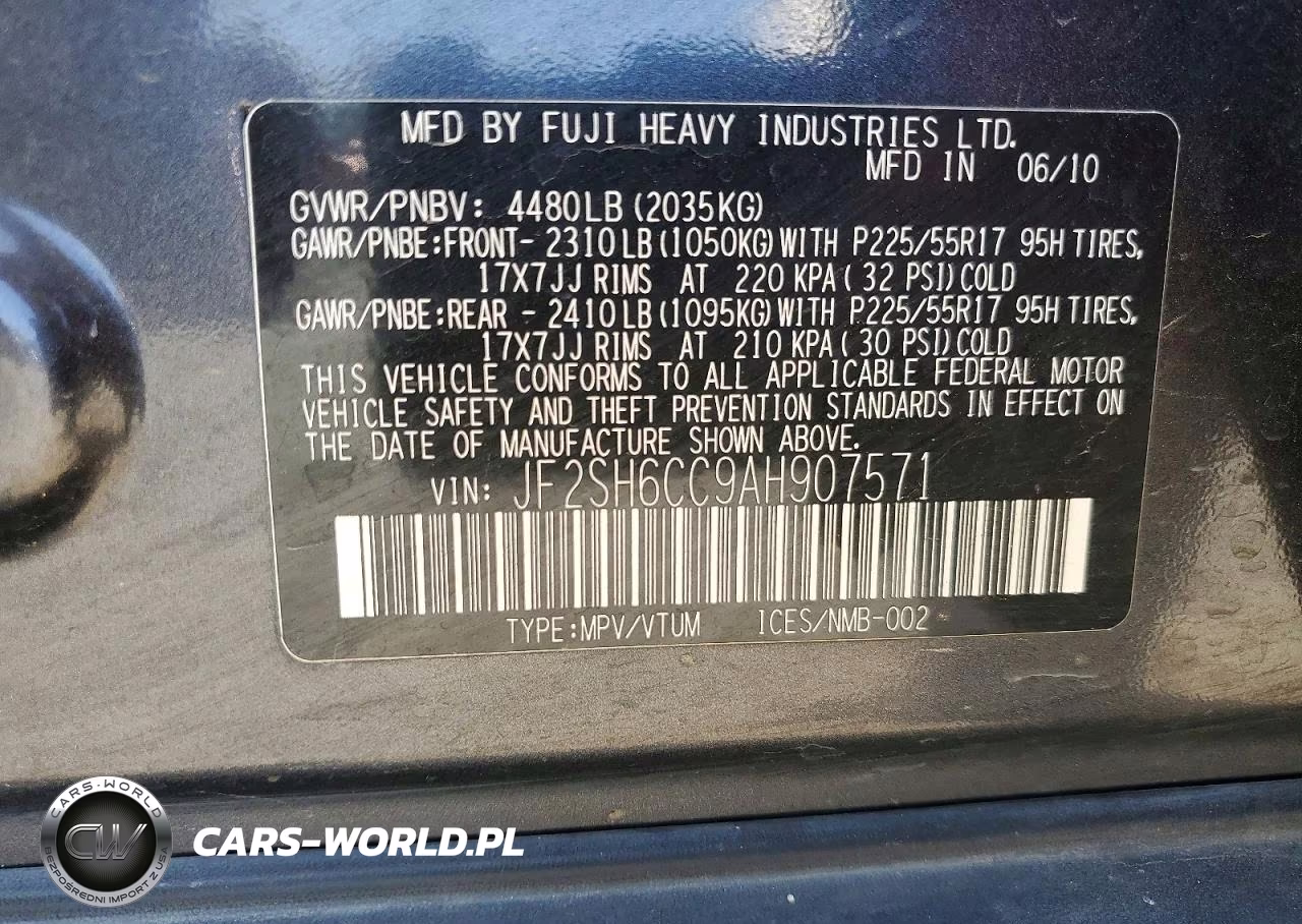 2010 Subaru Forester 2.5X Premium VIN:JF2SH6CC9AH907571 - 12
