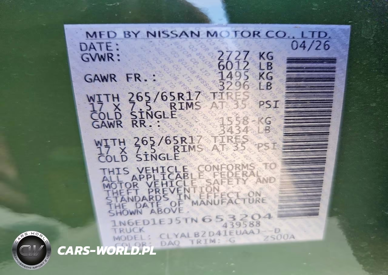 2026 Nissan Frontier Sv VIN:1N6ED1EJ5TN653204 - 12