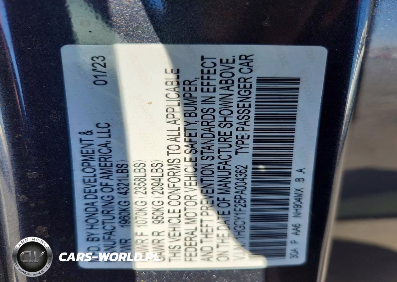2023 Honda Accord Lx VIN:1HGCY1F25PA004362 - 12