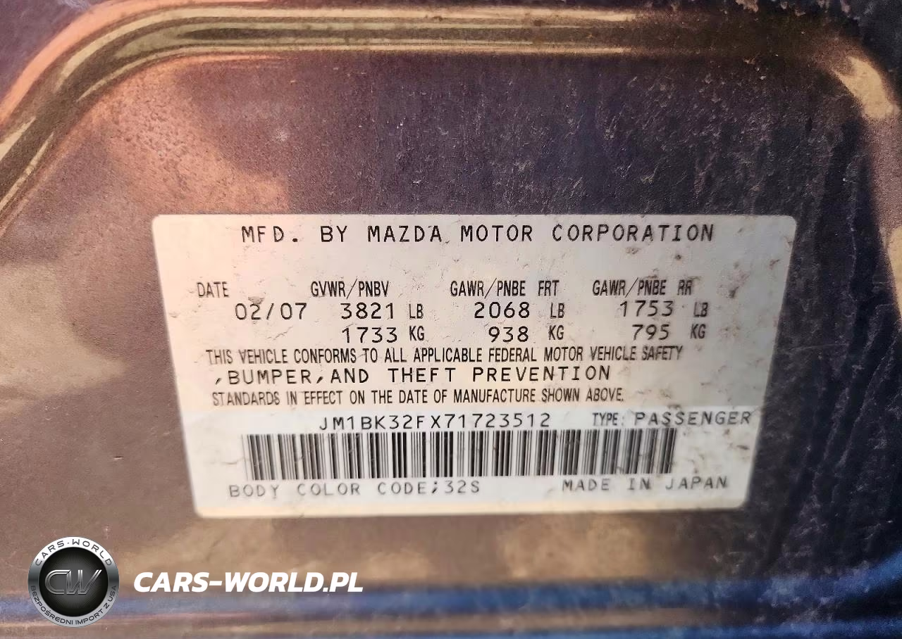 2007 Mazda 3 I VIN:JM1BK32FX71723512 - 12