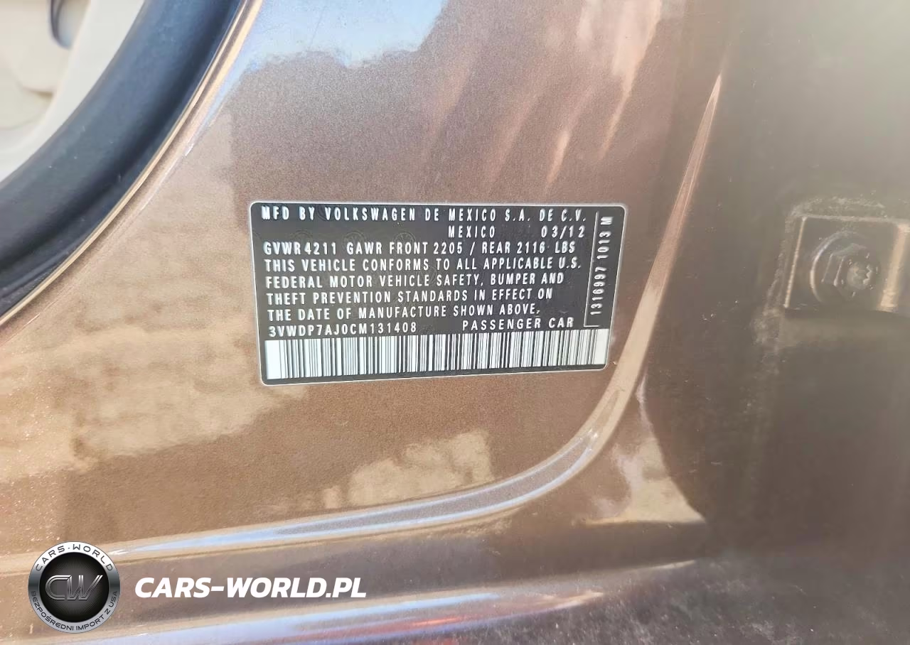2012 Volkswagen Jetta Se VIN:3VWDP7AJ0CM131408 - 12