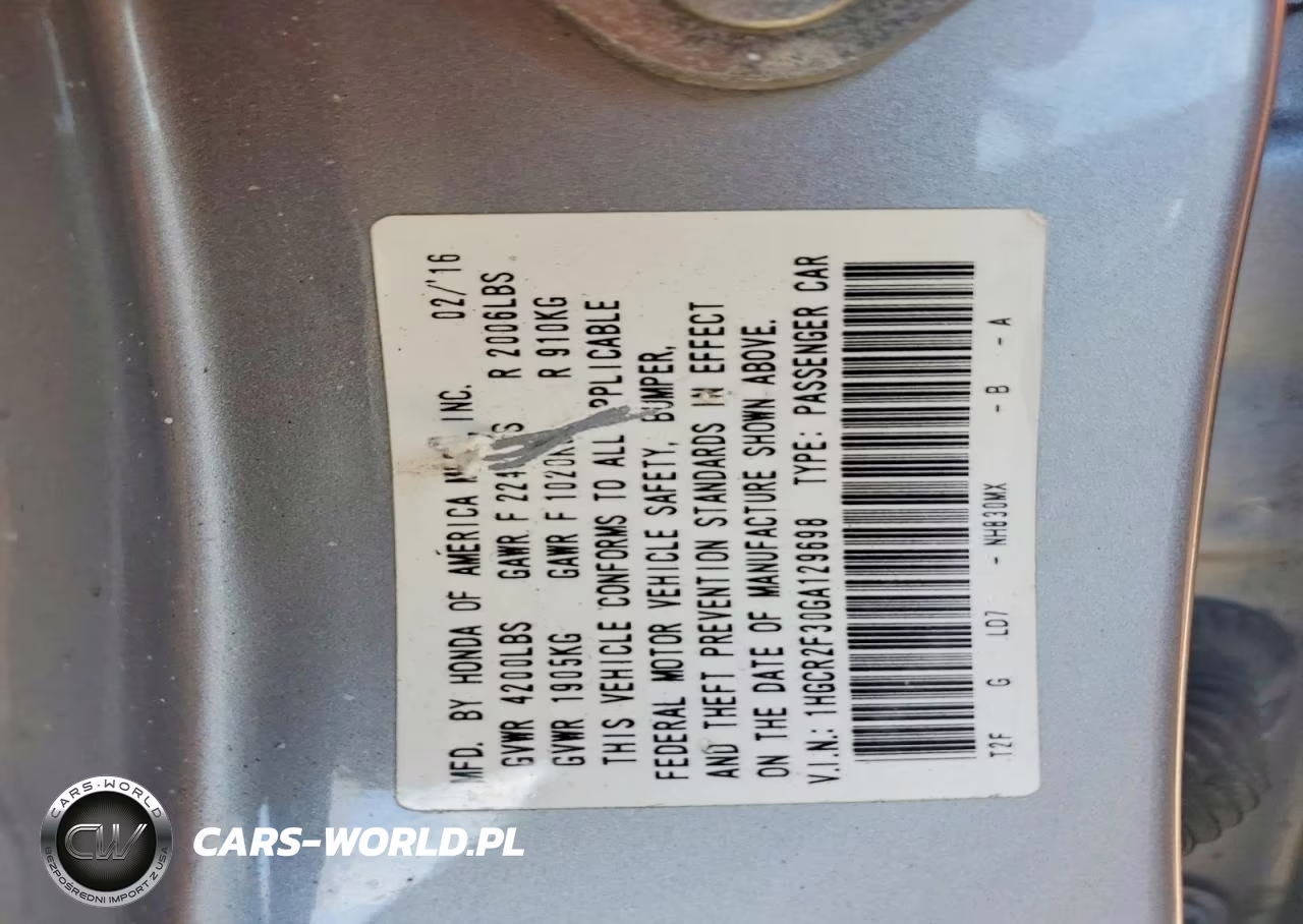 2016 Honda Accord Lx VIN:1HGCR2F30GA129698 - 12