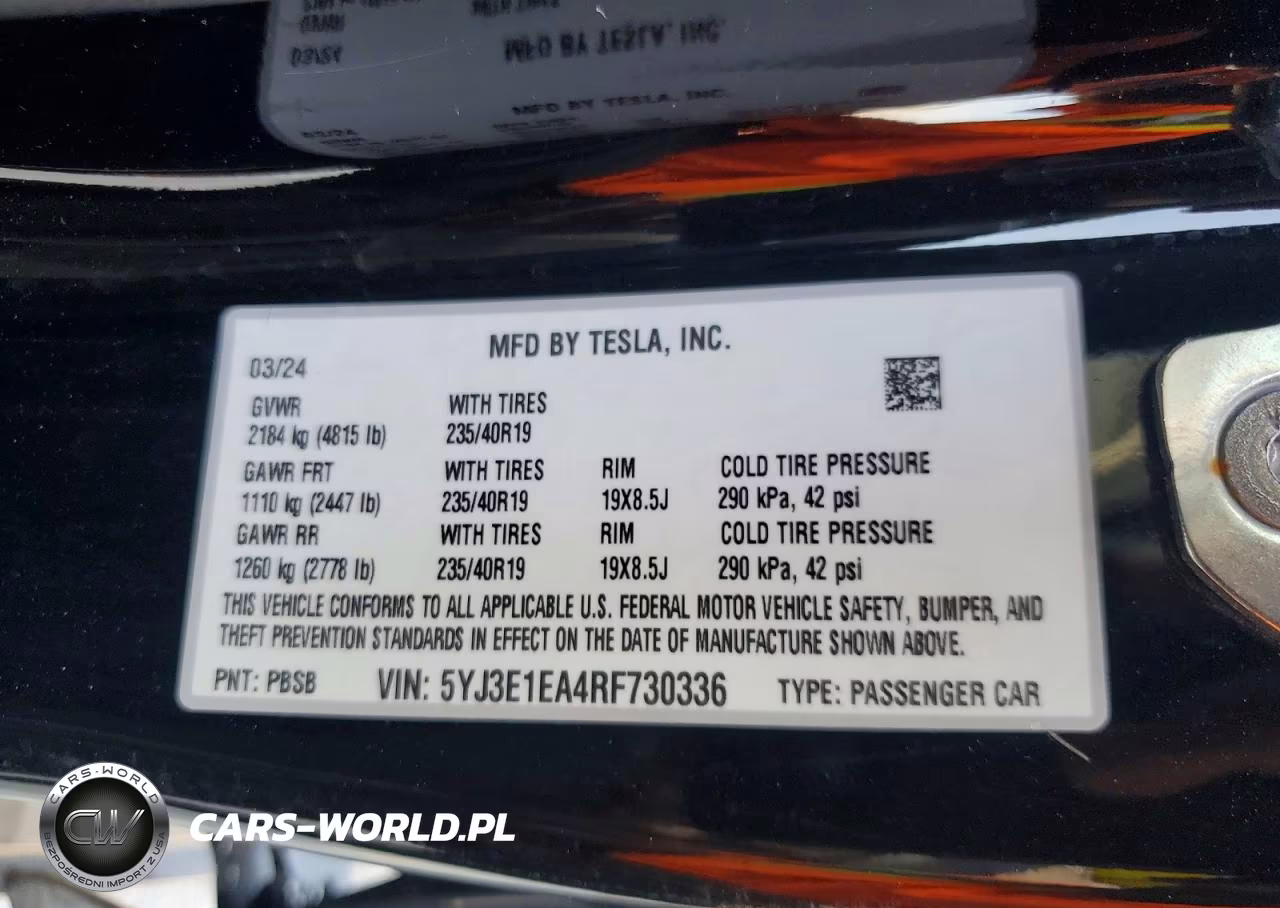 2024 Tesla Model 3 VIN:5YJ3E1EA4RF730336 - 13