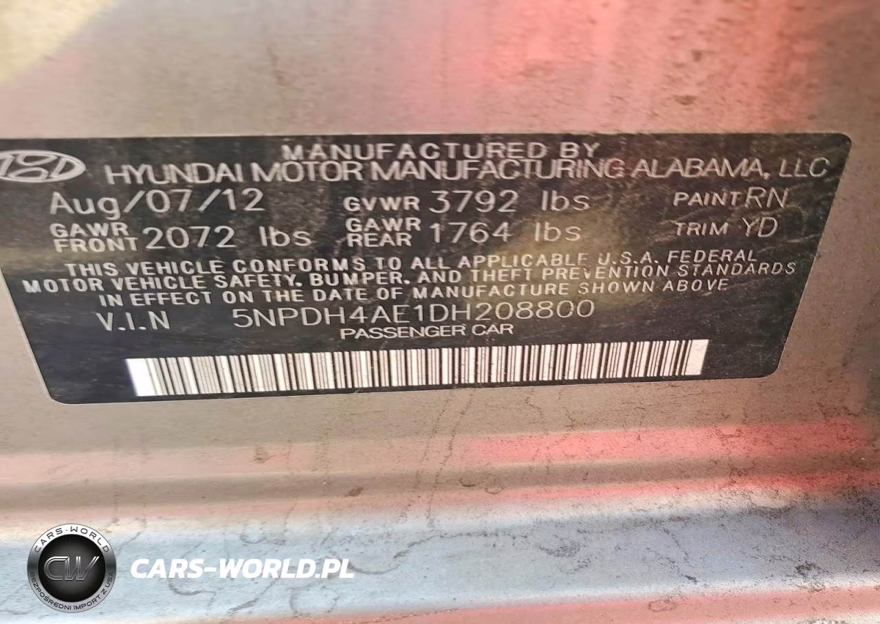 2013 Hyundai Elantra Gls VIN:5NPDH4AE1DH208800 - 13