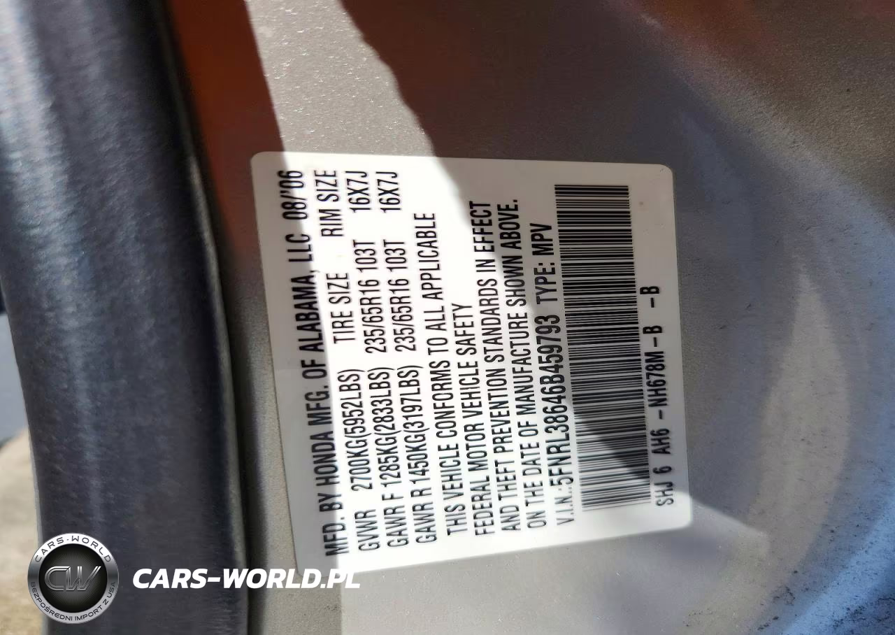 2006 Honda Odyssey Exl VIN:5FNRL38646B459793 - 13