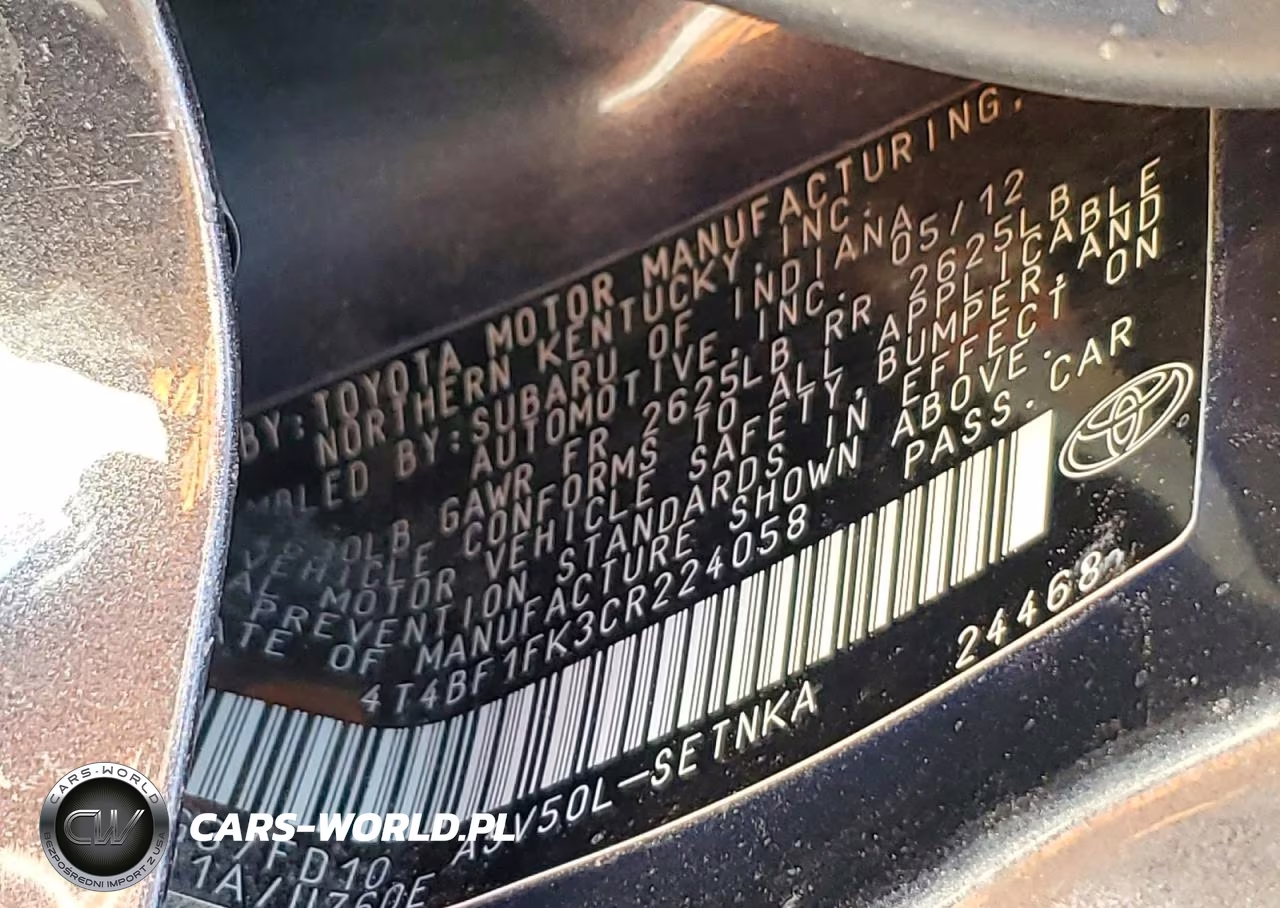2012 Toyota Camry Le VIN:4T4BF1FK3CR224058 - 12