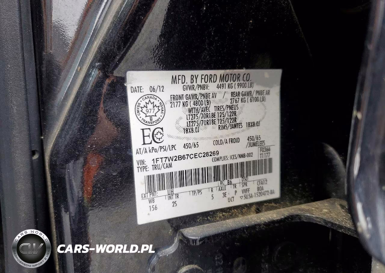 2012 Ford F250 Super Duty VIN:1FT7W2B67CEC28269 - 12