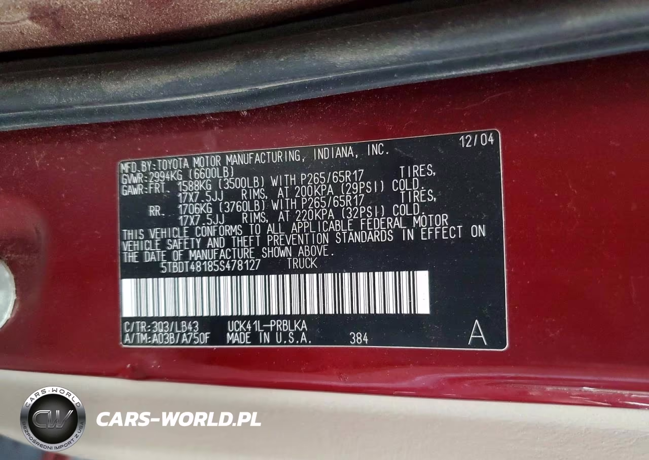 2005 Toyota Tundra Double Cab Limited VIN:5TBDT48185S478127 - 14