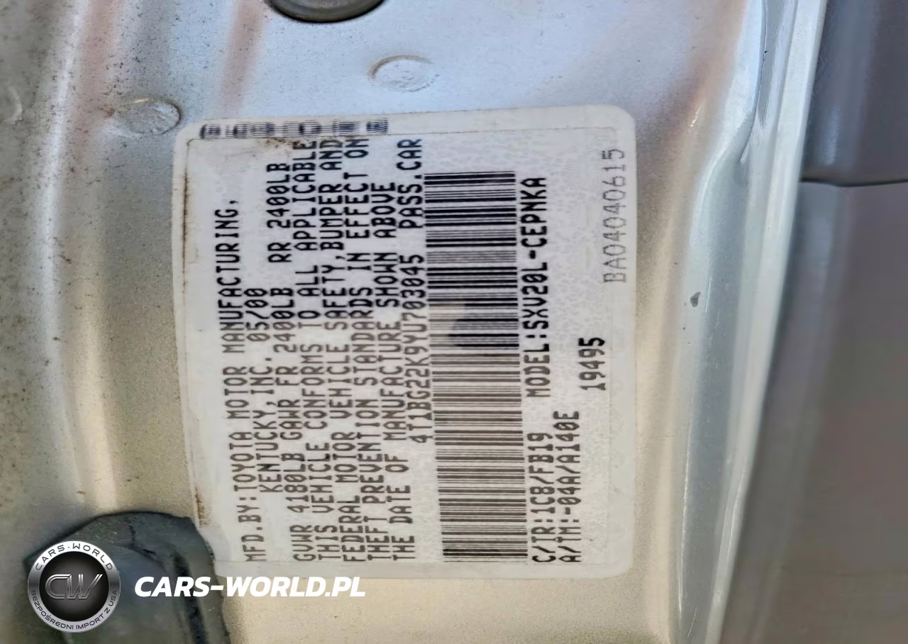 2000 Toyota Camry Le VIN:4T1BG22K9YU703045 - 12